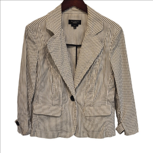 Talbots Pinstriped Professional Strech Cotton Blazer in White and Black